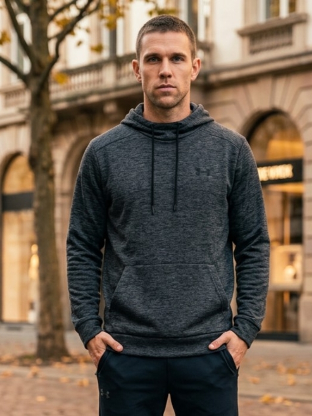 Under Armour Mens Fleece Twist Hoodie Charcoal Gray Marled Fabric XL